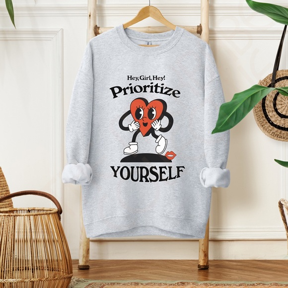 🚨 SALE 🚨 Prioritize Yourself Mental Health Graphic Crewneck Sweatshirt - Picture 3 of 10